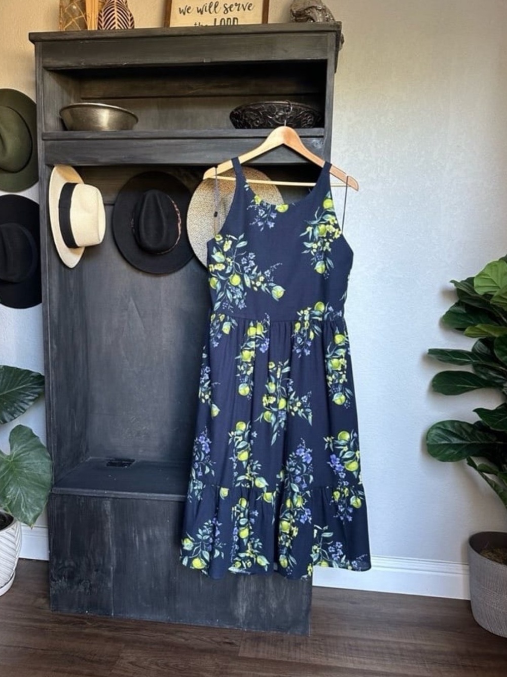 Womens Plus Size Midi Dress - Fit And Flare Open Back Lemon Print XXXL 22 / 2X